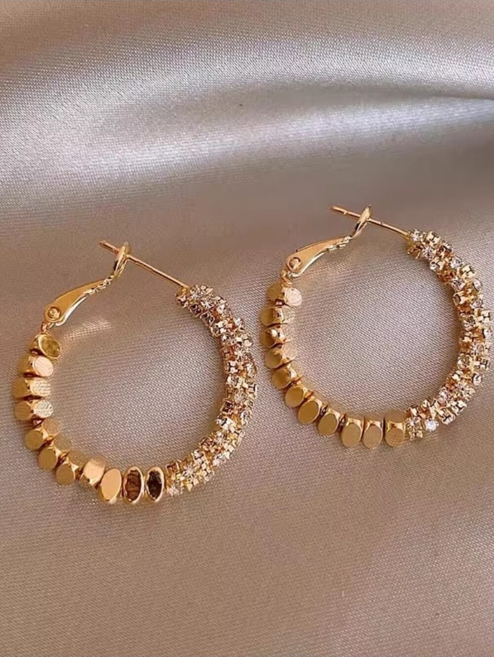 Gold Crystal Hoop Earrings - Women Jewelry